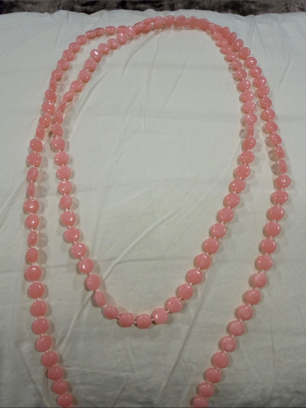 Vintage Rose Pink Acrylic Bead Strand Necklace